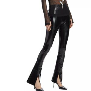 Norma Kamali Black Vegan Leather Spat Legging, XS